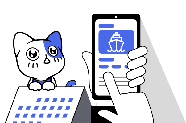 달력 위에 앉아있는 고양이